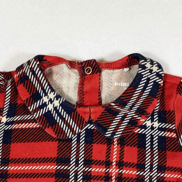 Mini Rodini red short-sleeved tartan blouse with collar 80-86