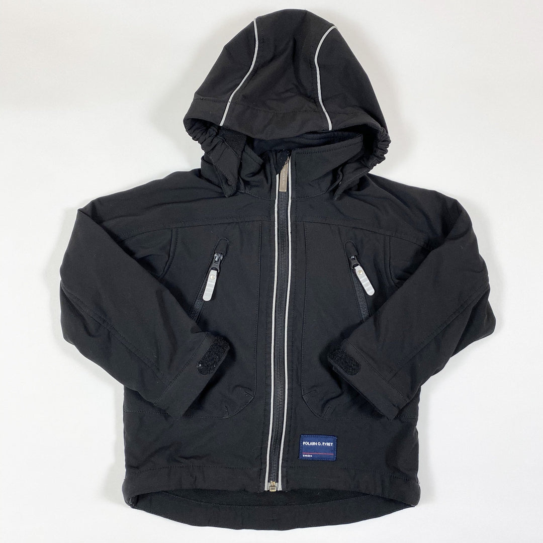 Polarn O. Pyret black fleece-lined soft shell jacket with removable hood 3-4Y/104