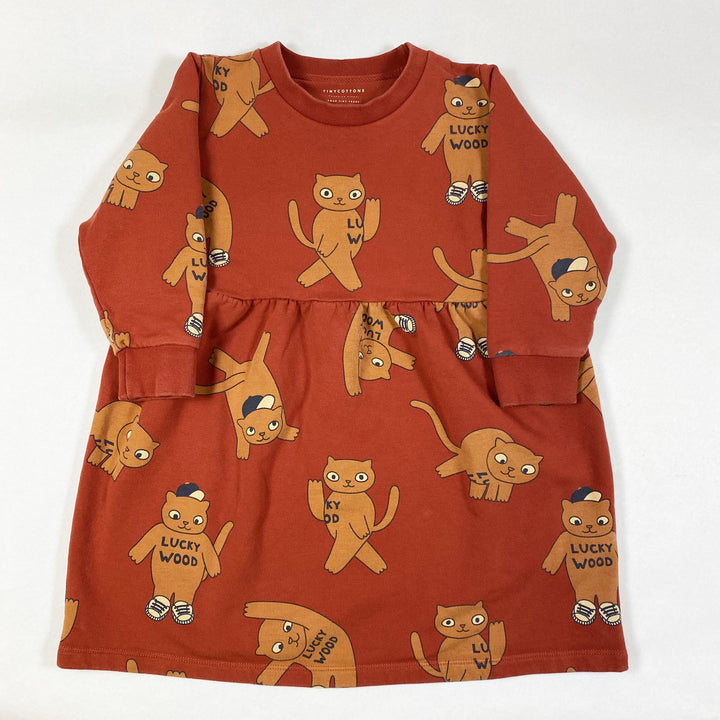 Tinycottons orange cat print long-sleeved dress 4Y