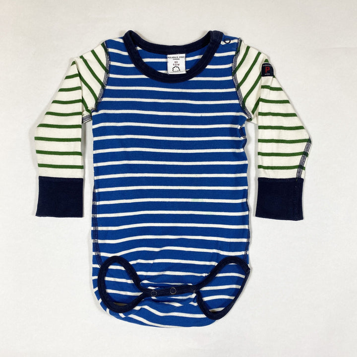 Polarn O. Pyret blue/green/beige striped long-sleeved body 9-12M/80