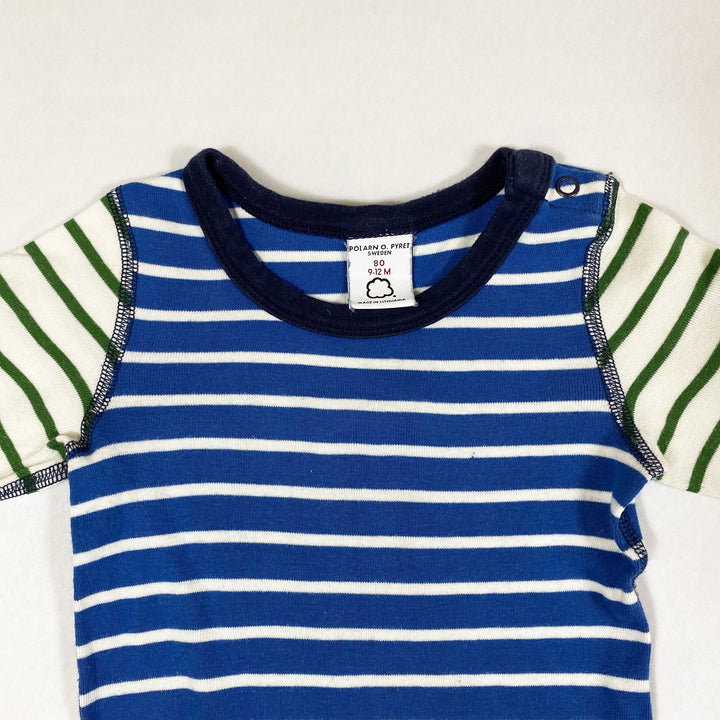 Polarn O. Pyret blue/green/beige striped long-sleeved body 9-12M/80