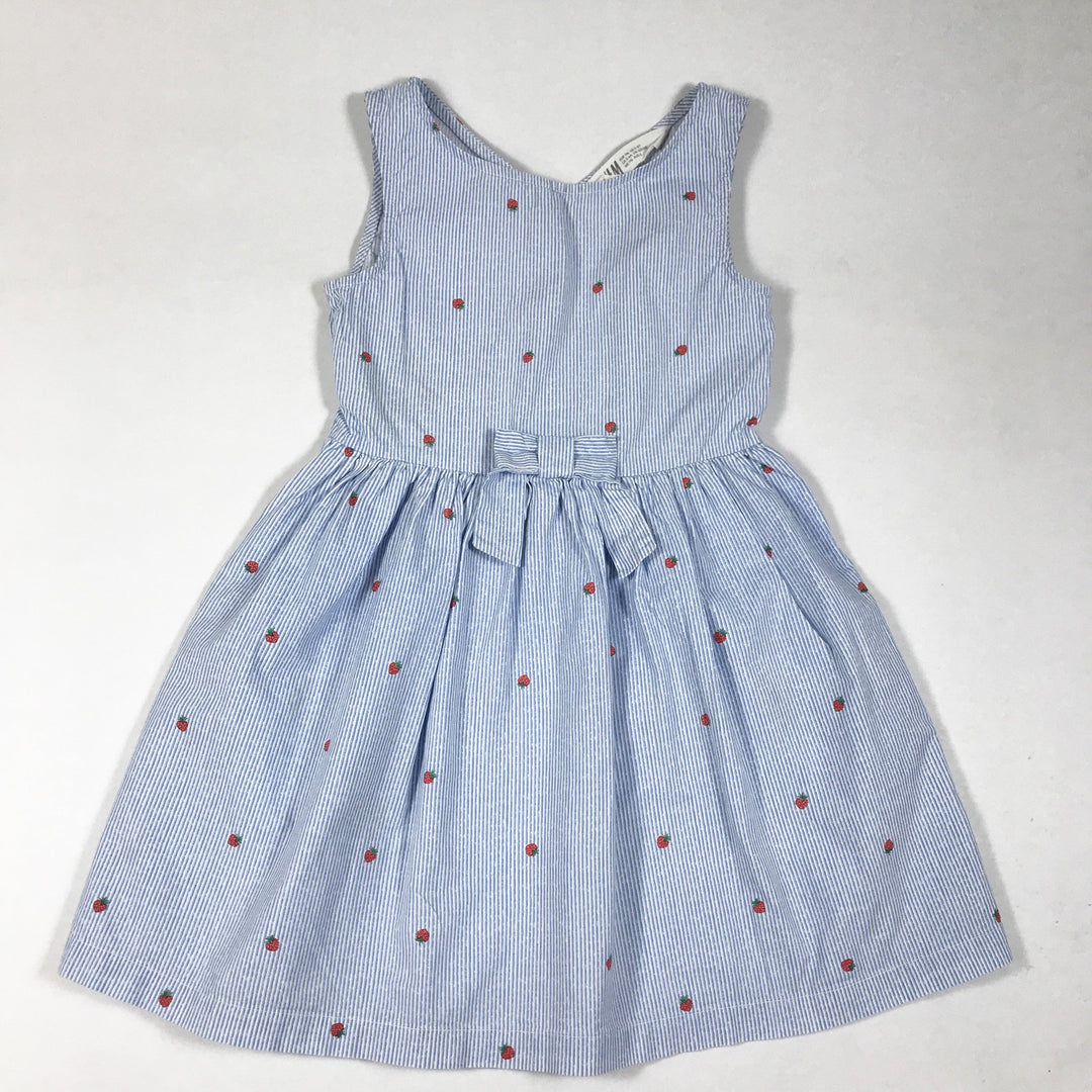 H&M blue striped sleeveless dress with strawberry print 116