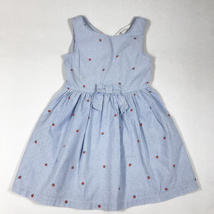 H&M blue striped sleeveless dress with strawberry print 116