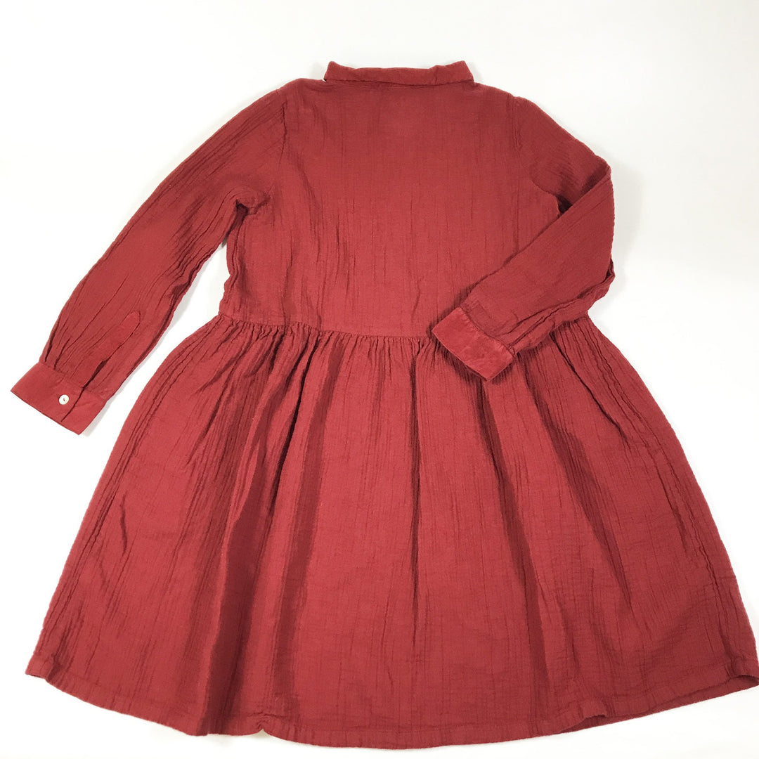 Bonton rotes langärmeliges Musselin-Kleid mit Taschen Second Season 8Y