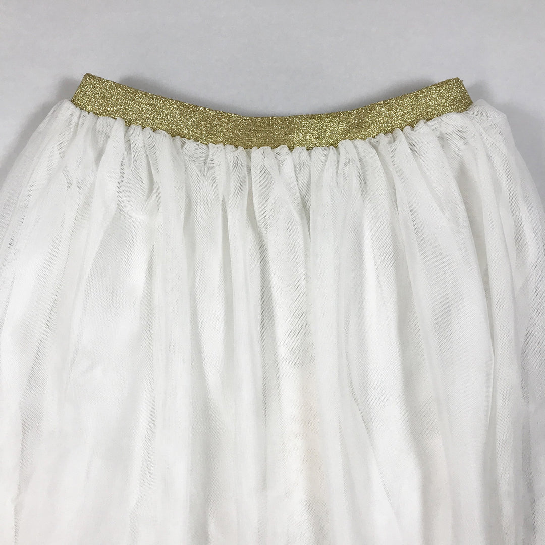 Simple Kids white tulle skirt with gold elastic 10Y