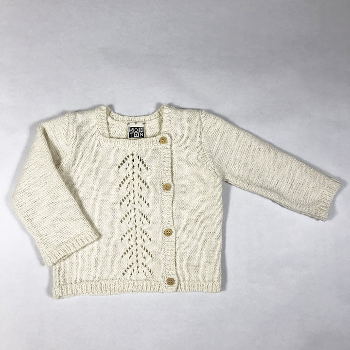 Bonton ecru knit cardigan Second Season 12M