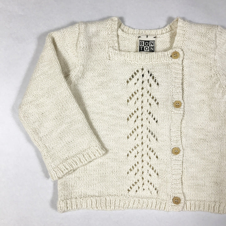 Bonton ecru knit cardigan Second Season 12M