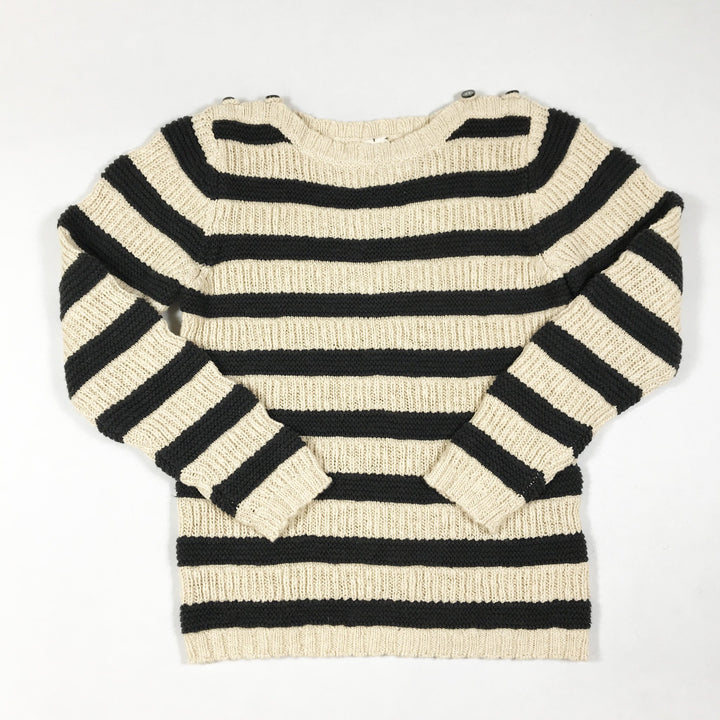 Bonton ecru/black striped knit sweater Second Season 10Y