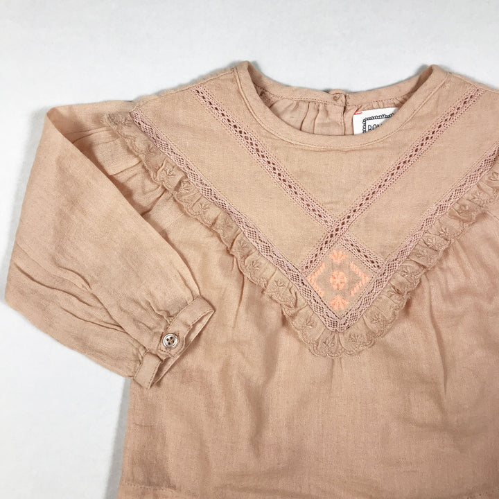 Bonheur du Jour pink blouse with ruffles and embroidery Second Season 6M