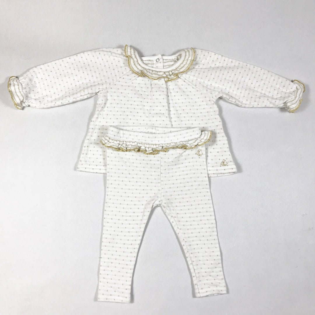 Petit Bateau white and gold polka-dot set 6M/67