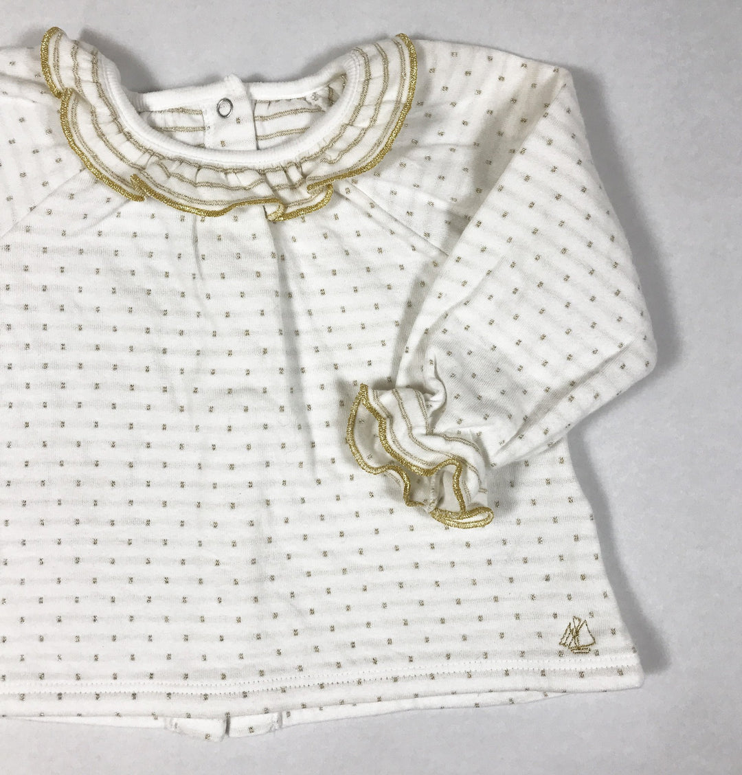 Petit Bateau weiss-goldenes Tupfen-Set 6M