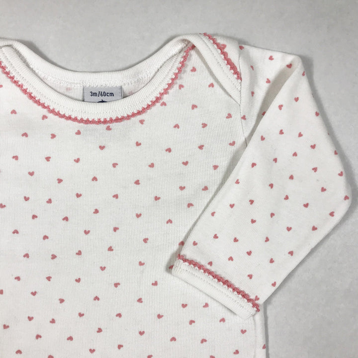 Petit Bateau heart-print long-sleeved body 3M/60