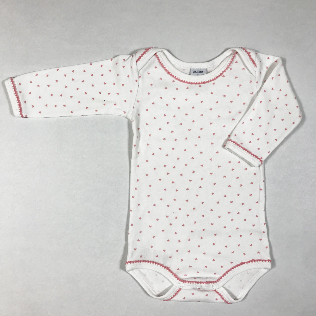 Petit Bateau heart-print long-sleeved body 3M/60