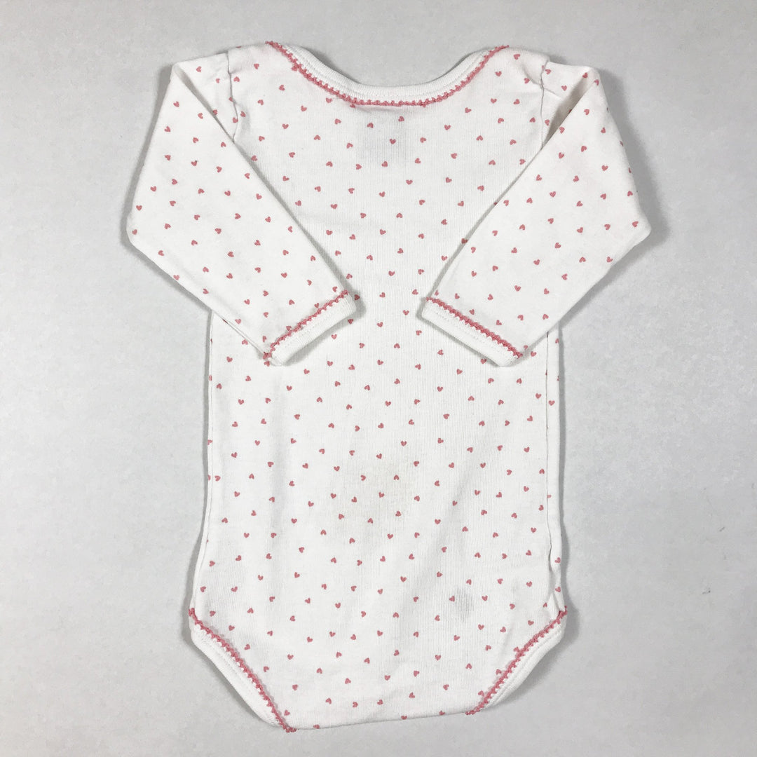 Petit Bateau heart-print long-sleeved body 3M/60