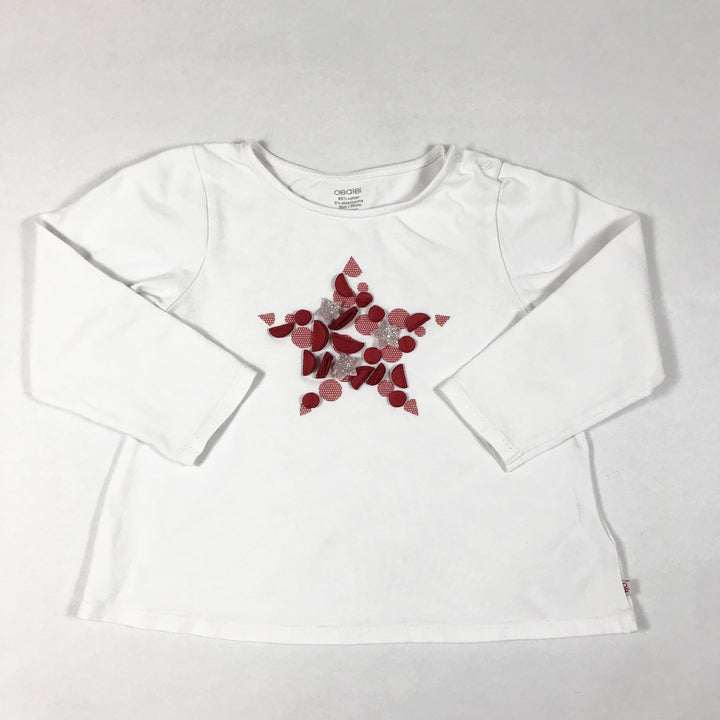 Obaïbi white long-sleeved t-shirt with star shaped applique 36M/98