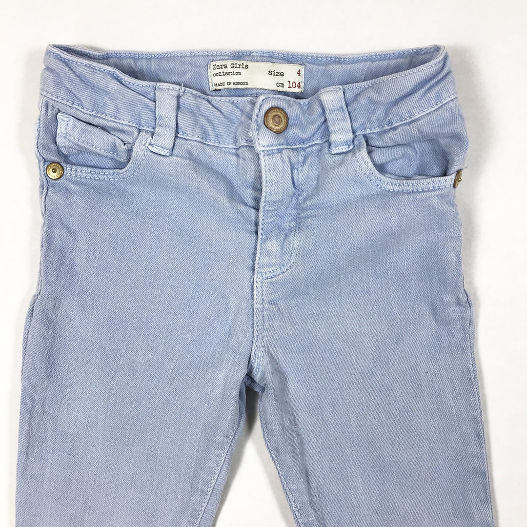 Zara light blue denim trousers with adjustable waist