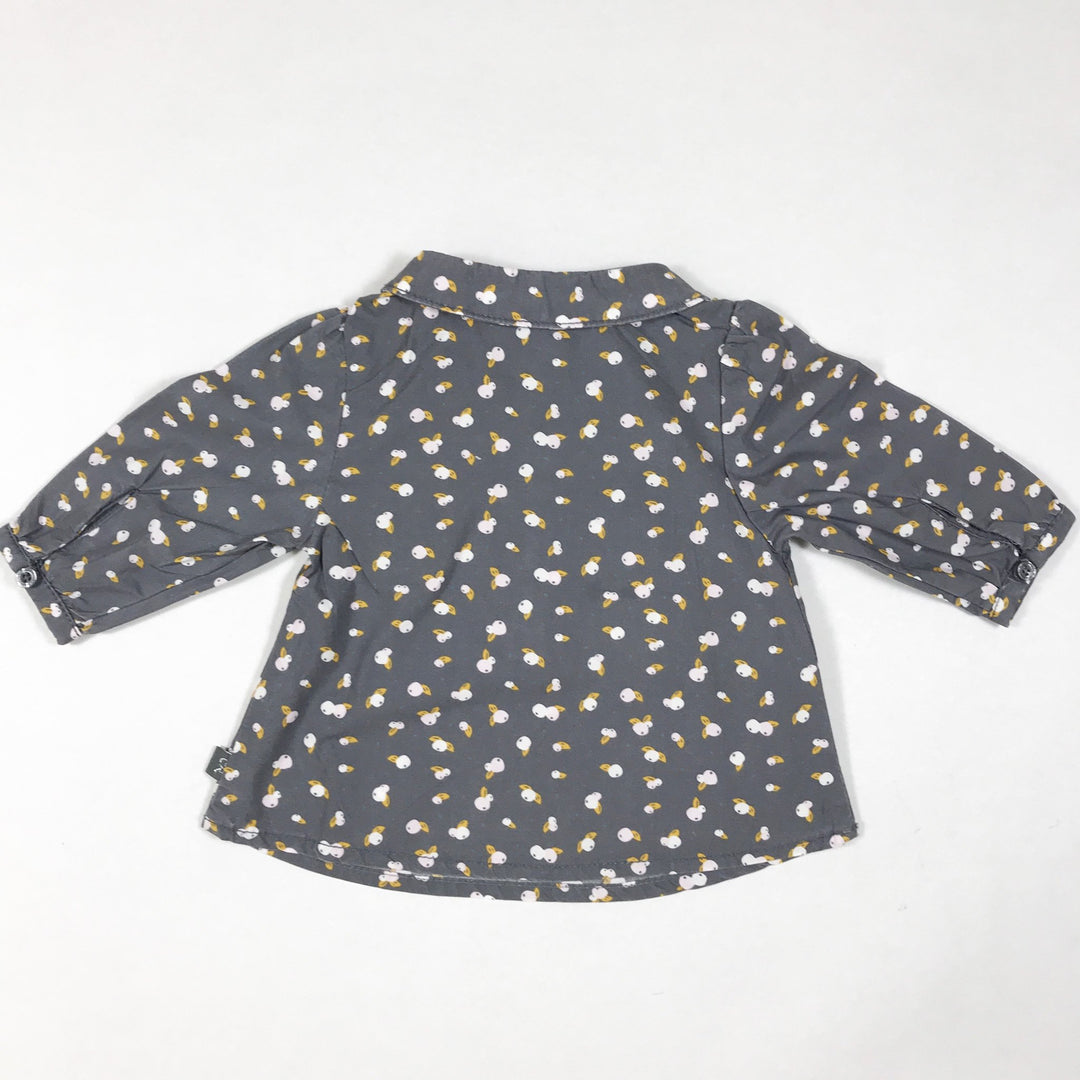 Cadet Rousselle Paris grey fruit print long-sleeved blouse with collar 1M