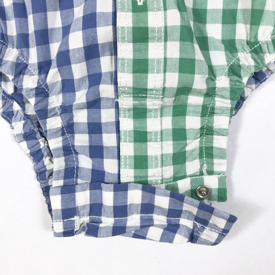 Gap blau und grün karierter Hemd-Body 12-18M/80