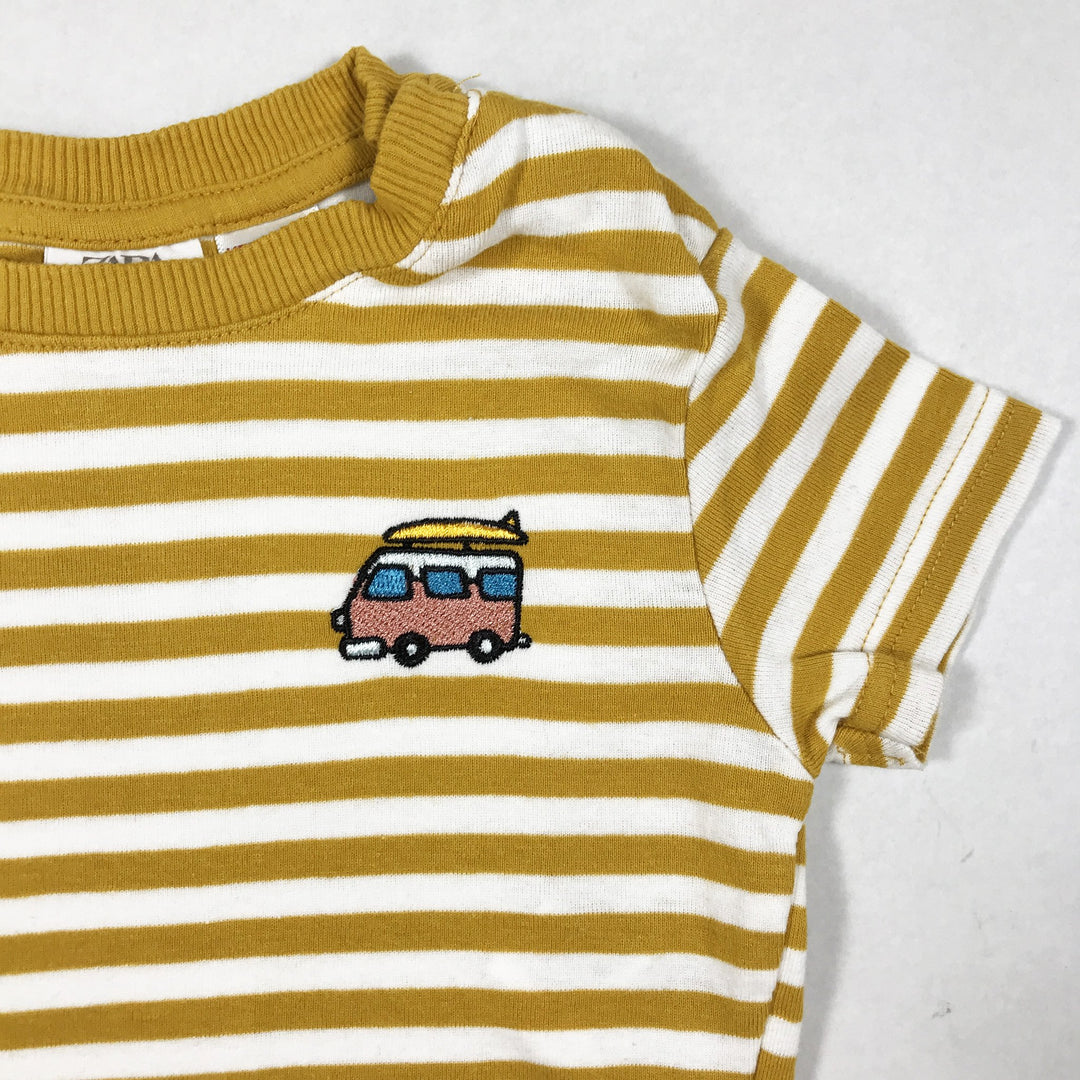 Zara mustard striped short-sleeved t-shirt 9-12M/80