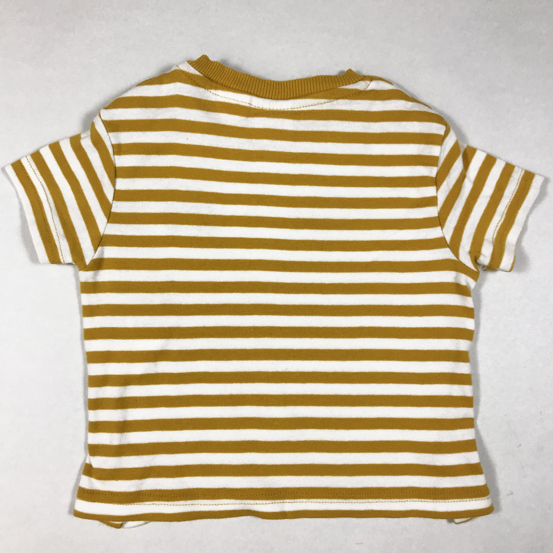 Zara mustard striped short-sleeved t-shirt 9-12M/80