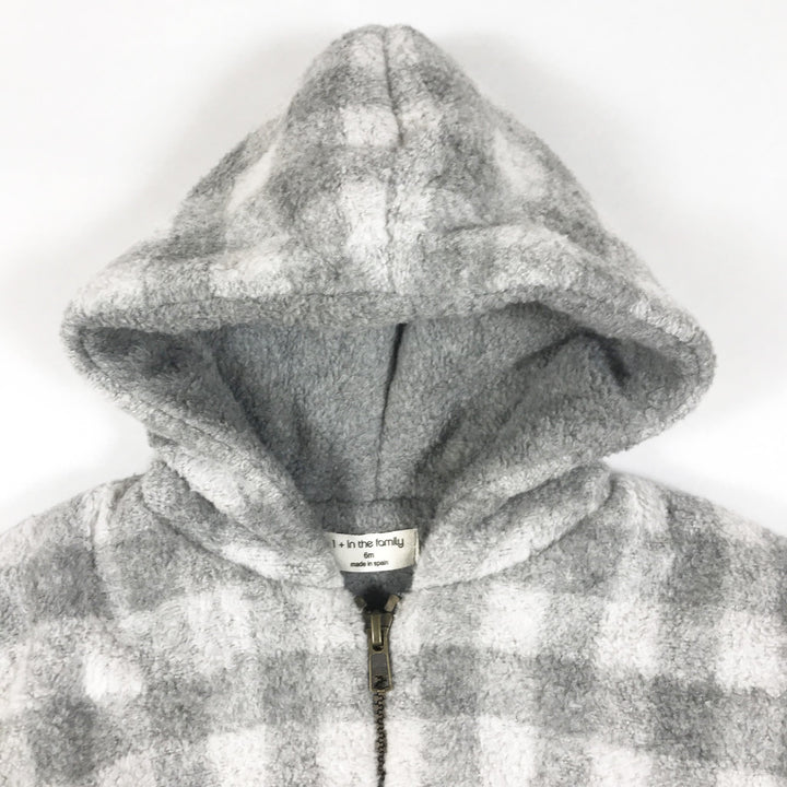 1+ In the Family grey checked hooded jacket 6M