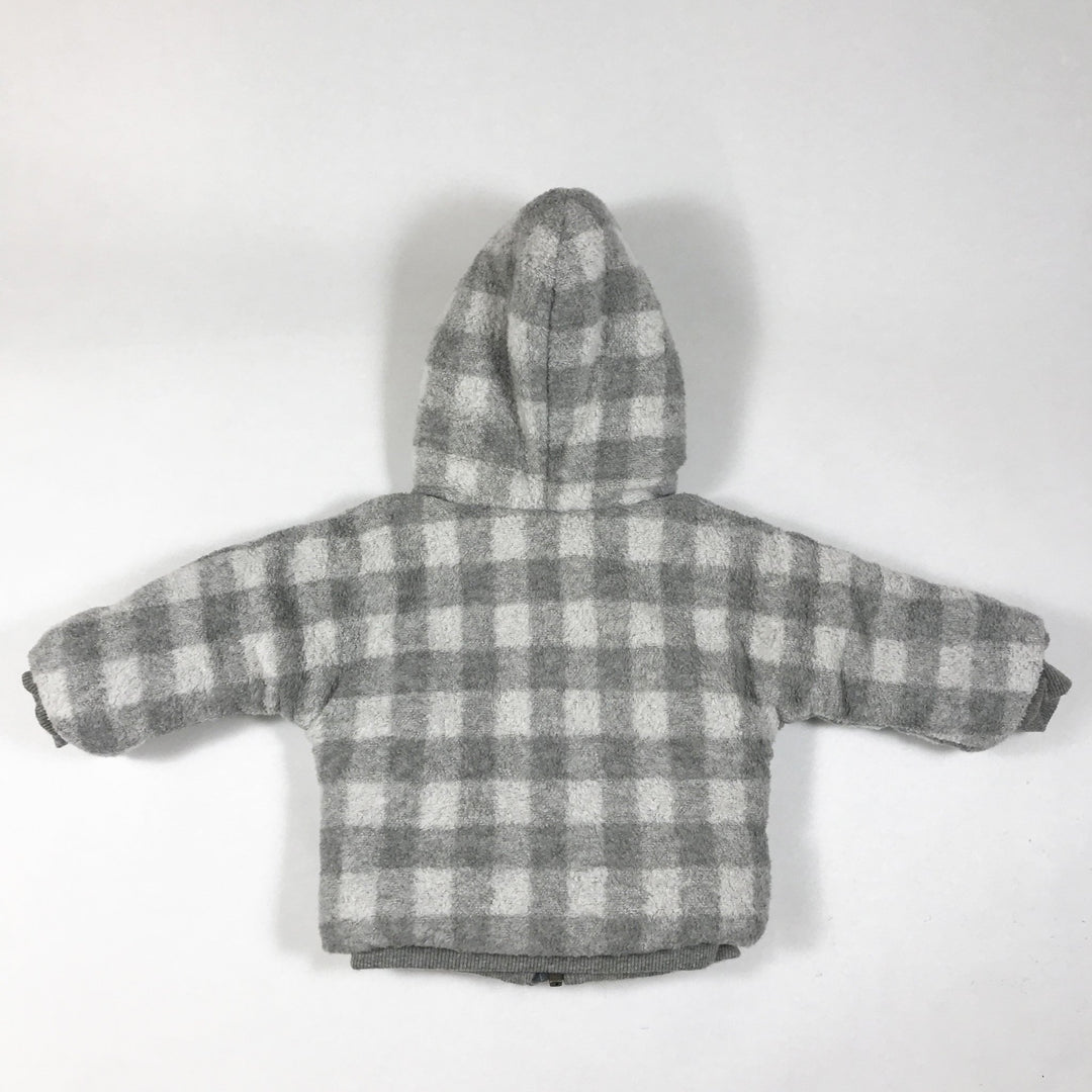 1+ In the Family grey checked hooded jacket 6M