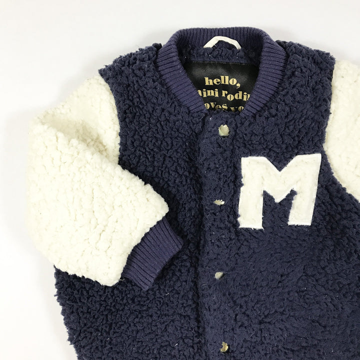 Mini Rodini blue/white teddy bomber jacket 80-86