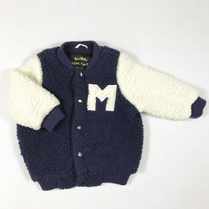 Mini Rodini blue/white teddy bomber jacket 80-86