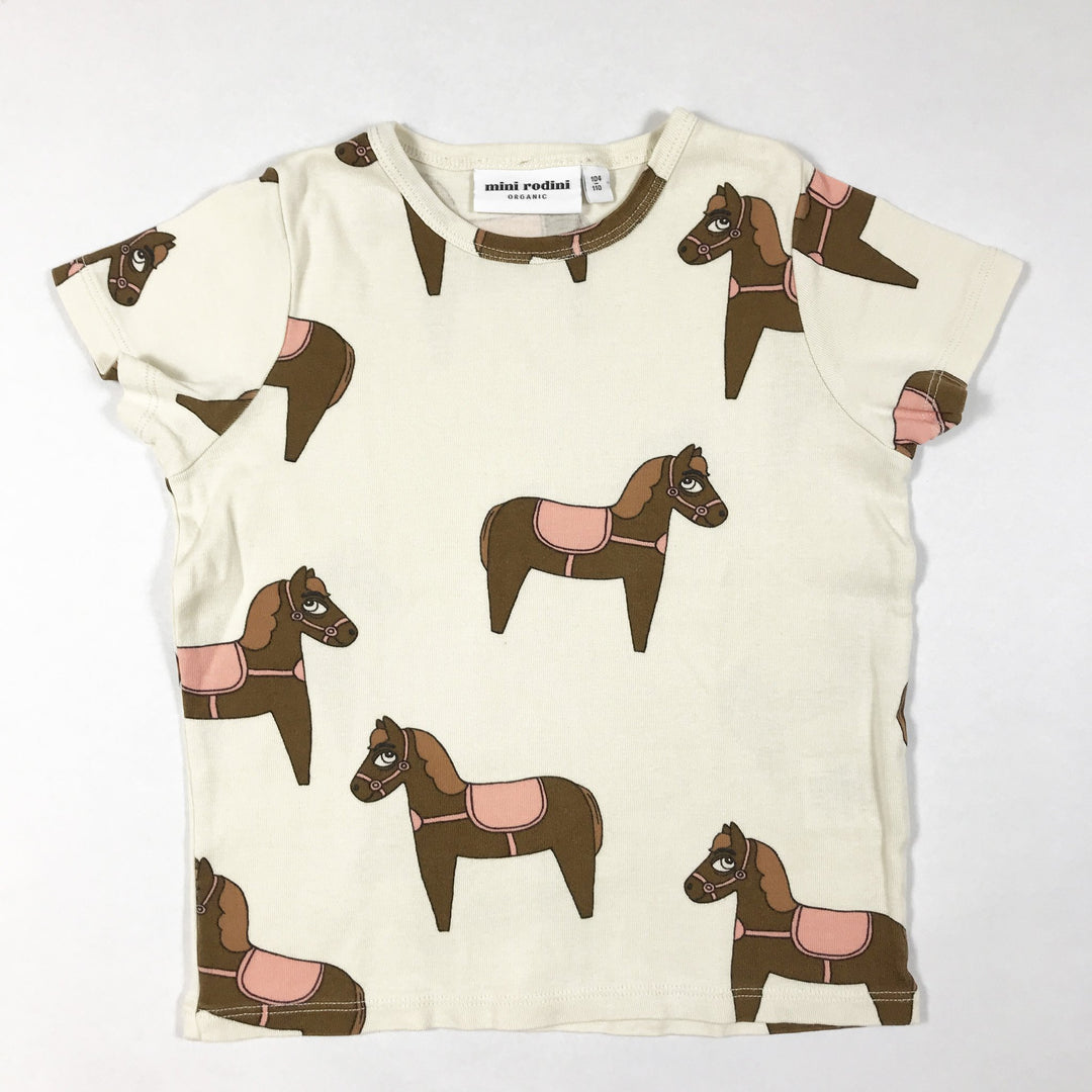 Mini Rodini ecru horse print t-shirt and leggings 98-104