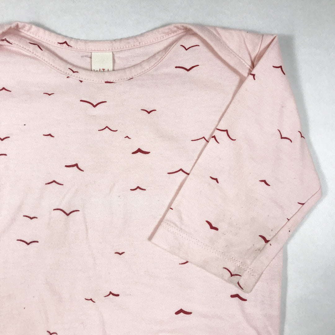 What I Like pink bird print long-sleeved body 6-12M