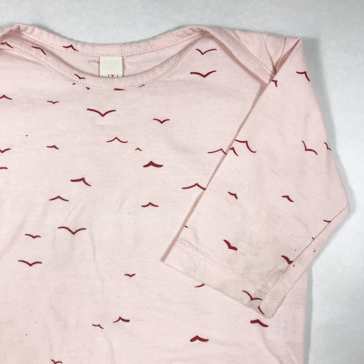 What I Like pink bird print long-sleeved body 6-12M
