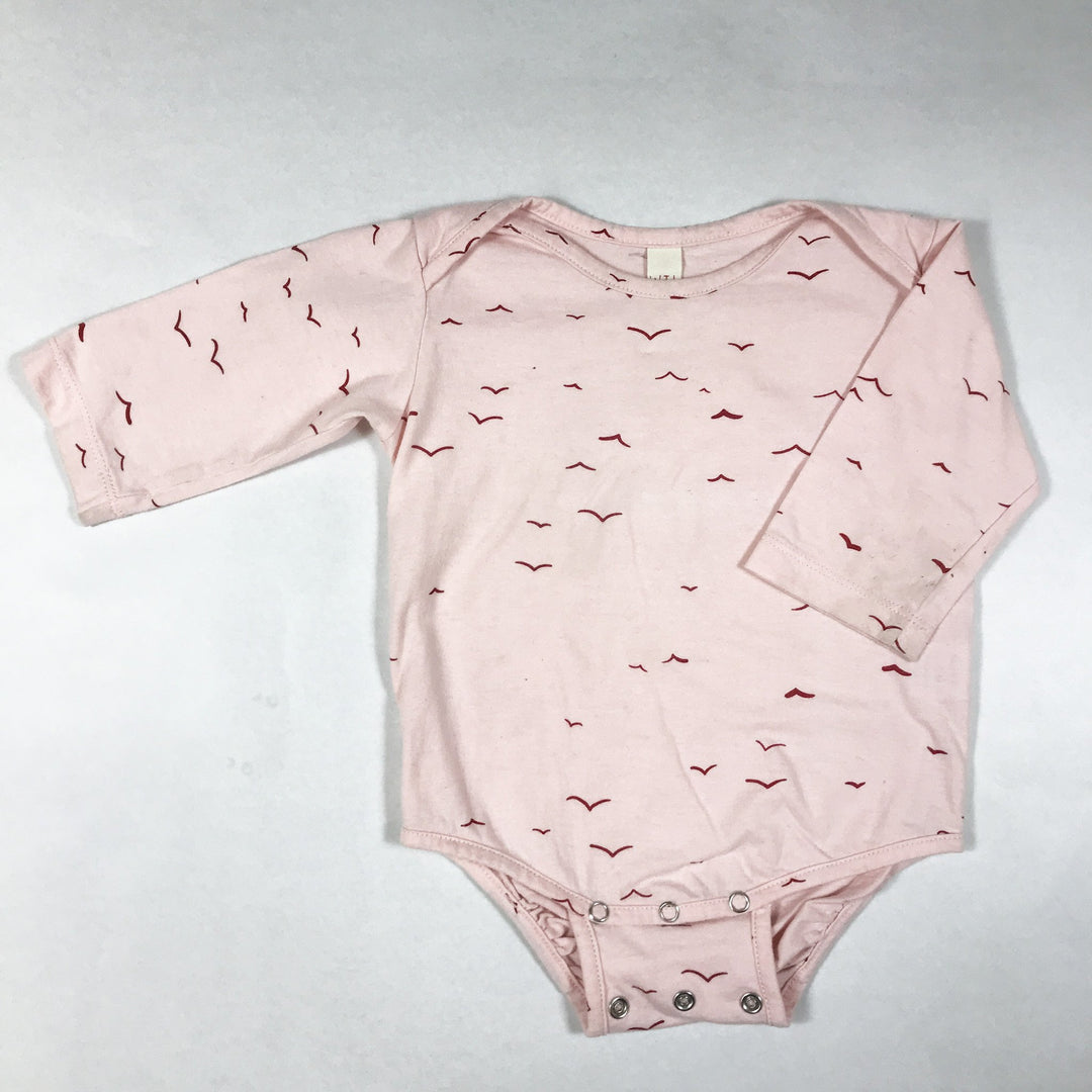 What I Like pink bird print long-sleeved body 6-12M