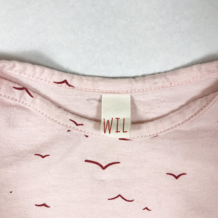 What I Like pink bird print long-sleeved body 6-12M