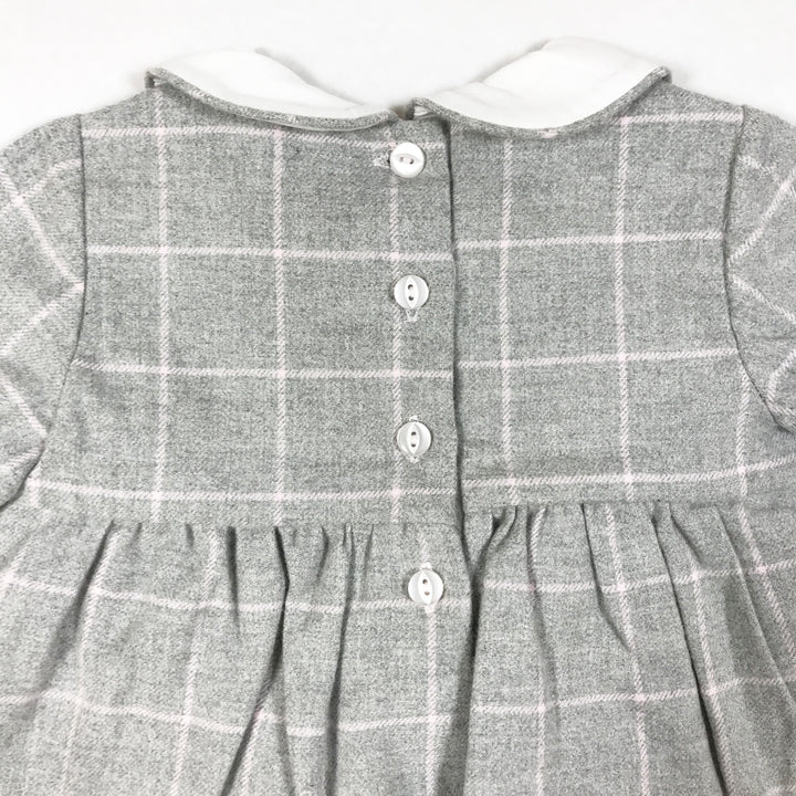 Chicco grey checked long-sleeved collared dress 3M/56