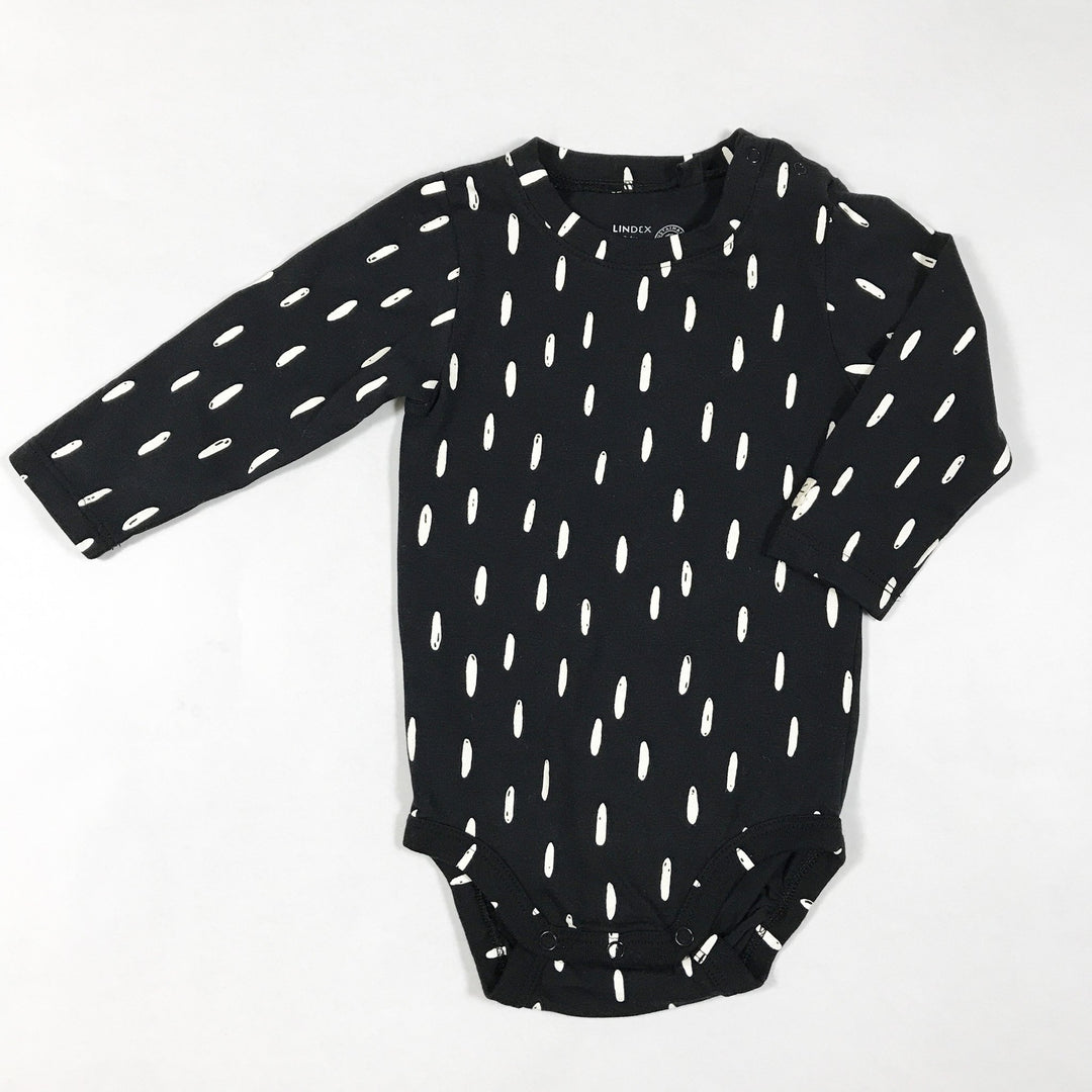 Lindex black geometric print long-sleeved body 4-6M/68