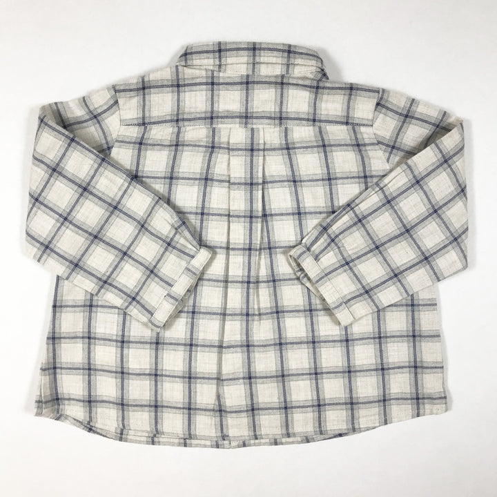 Bonpoint grey and blue checked long-sleeved shirt 12M