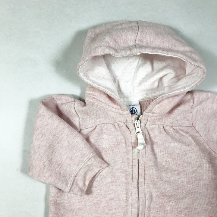 Petit Bateau light pink long-sleeved hoodie 3M/60