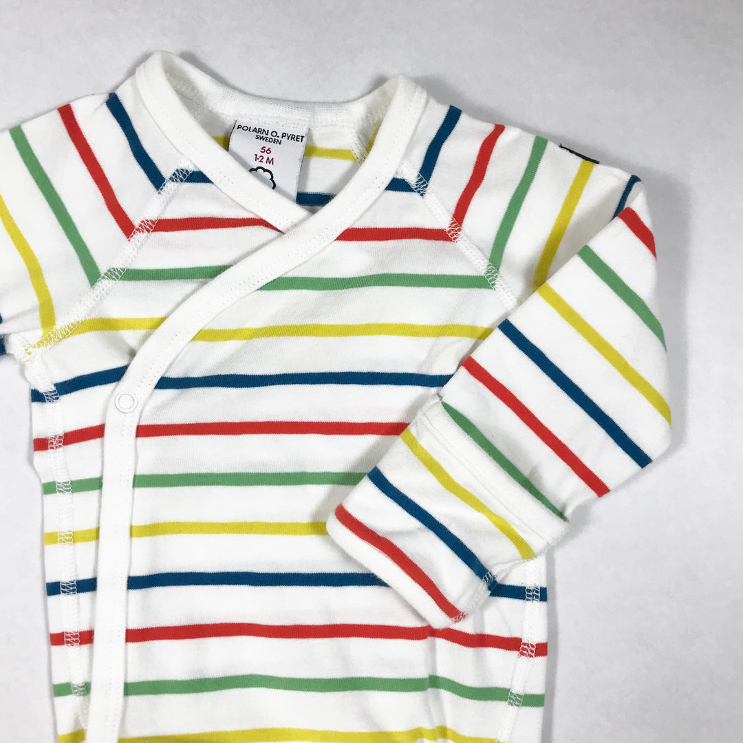 Polarn O. Pyret multicoloured striped long-sleeved wickelbody 1-2M/56