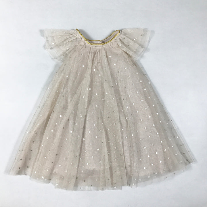 H&M pink short-sleeved dress with golden polka dots 4-6M/68