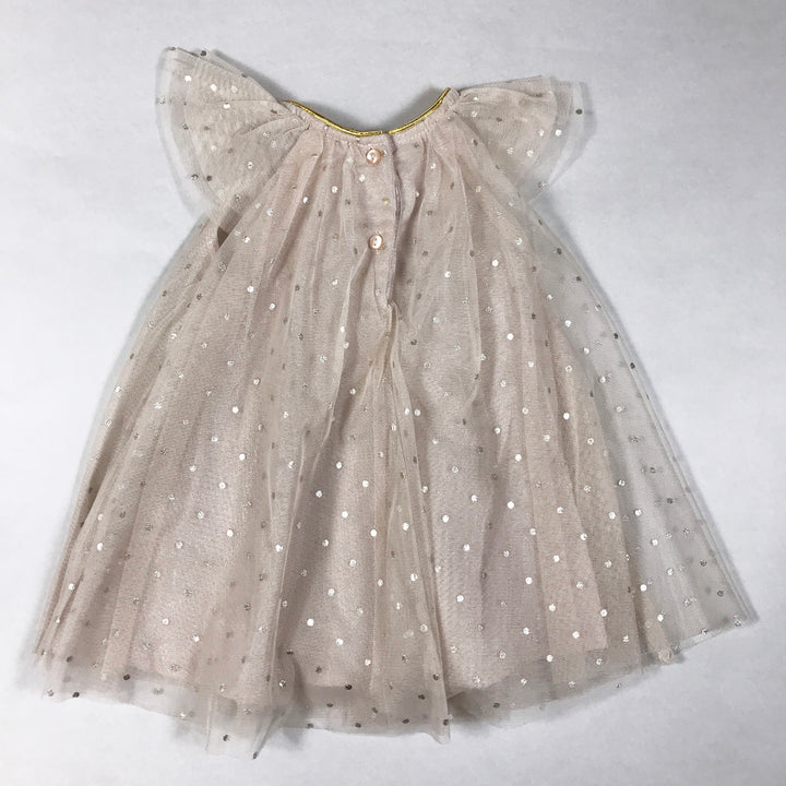 H&M pink short-sleeved dress with golden polka dots 4-6M/68