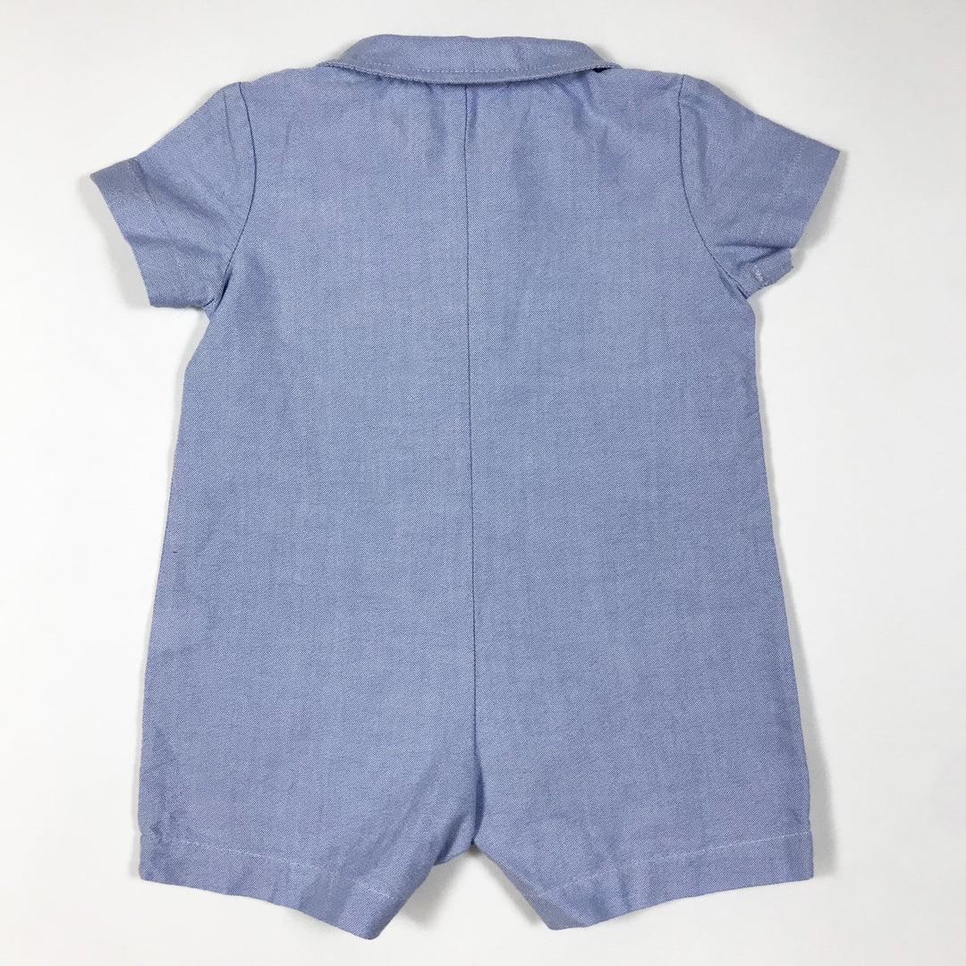 Nicoletta Fanna blue short-sleeved romper with shirt collar 6M