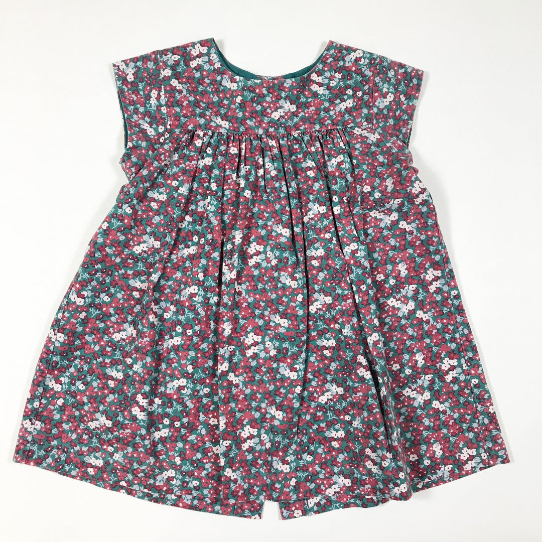 Gocco grünes kurzärmeliges Kleid mit Blumendruck 18-24M/86