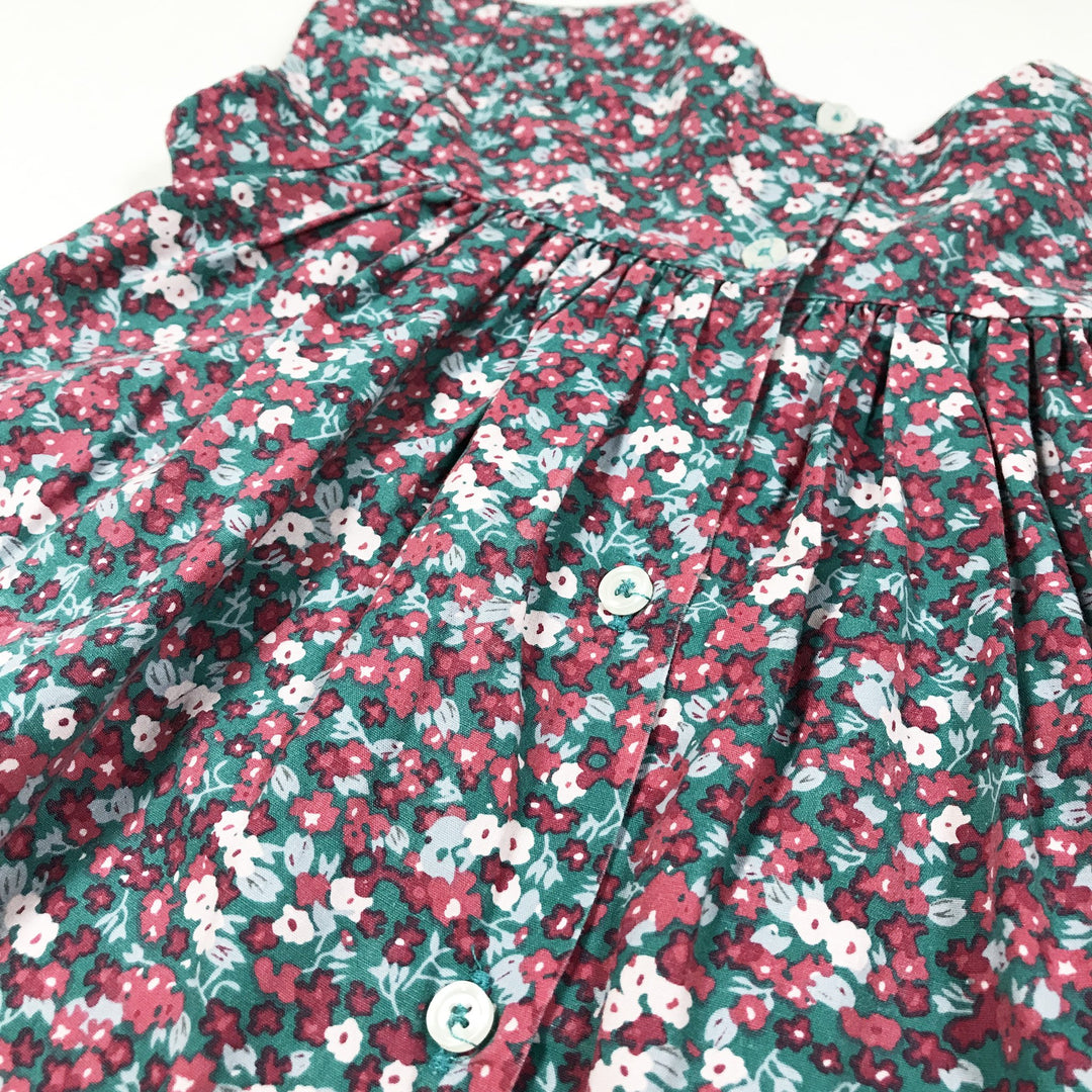 Gocco grünes kurzärmeliges Kleid mit Blumendruck 18-24M/86