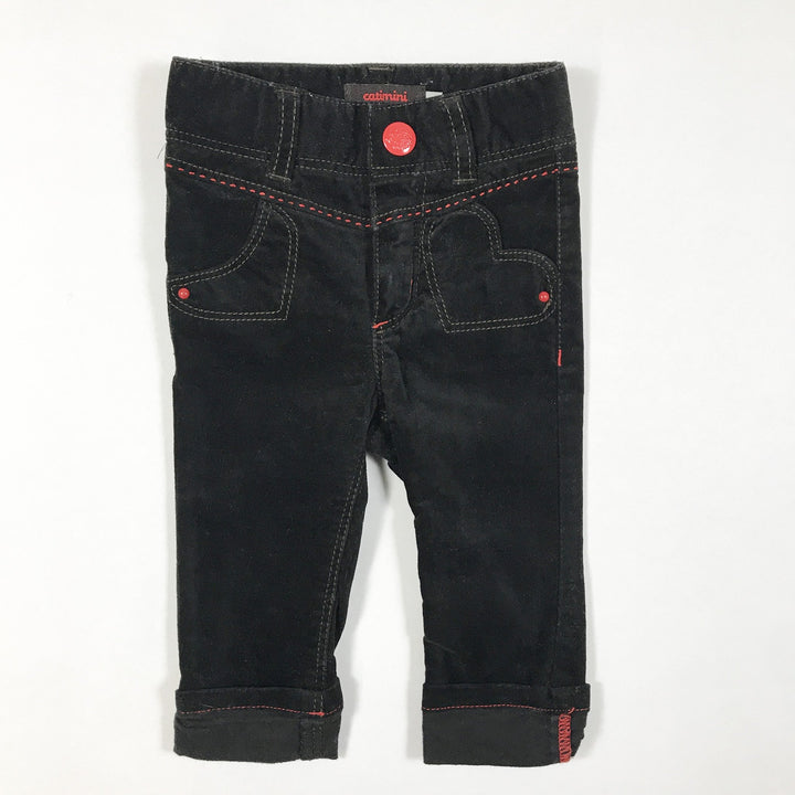 Catimini black corduroy trousers with heart pockets 6M/68