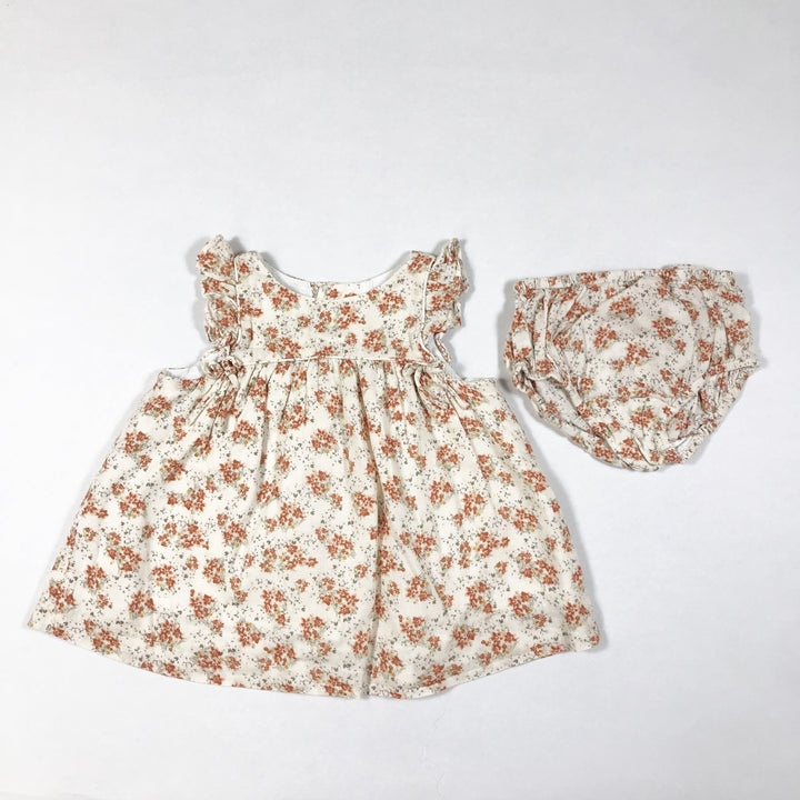 Zara ecru floral print short-sleeved dress & bloomer set 3-6M/68