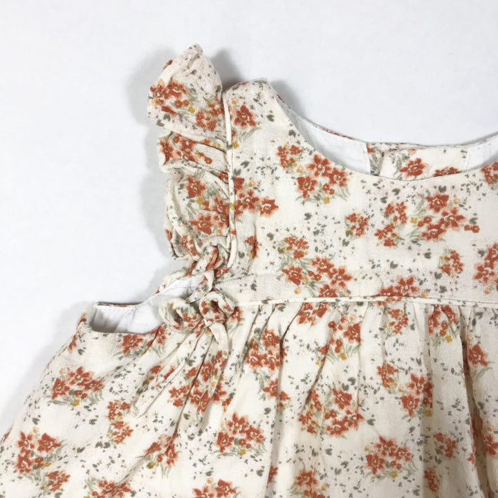 Zara ecru floral print short-sleeved dress & bloomer set 3-6M/68