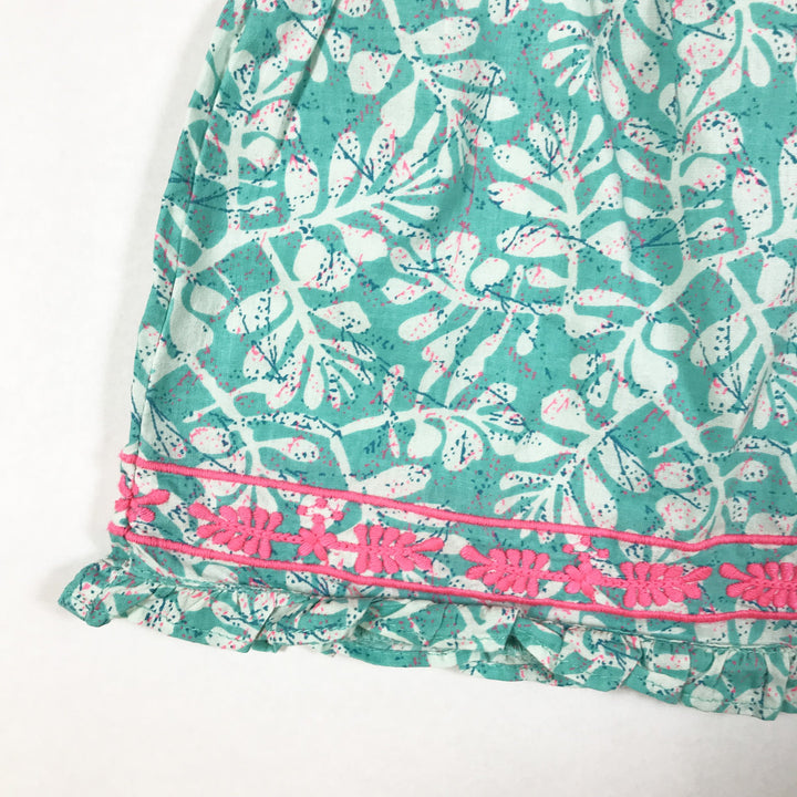Du Pareil Au Même turquoise sleeveless sundress with pink embroidery 6M/67
