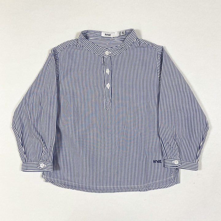 Knot blue striped blue grandpa collar shirt 12M/80