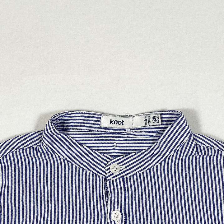 Knot blue striped blue grandpa collar shirt 12M/80