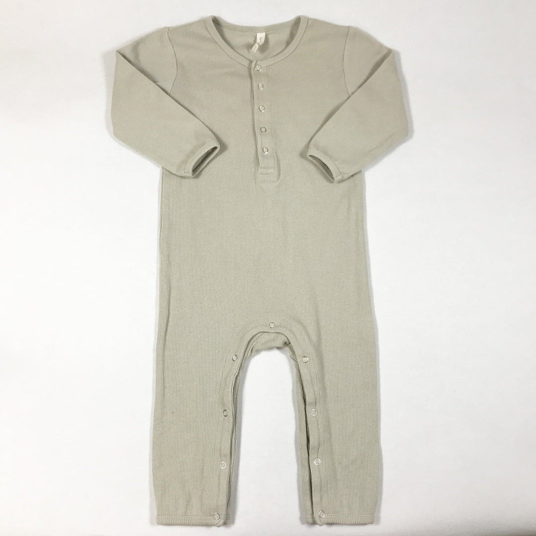 Quincy Mae beige long-sleeved ribbed jumpsuit 18-24M